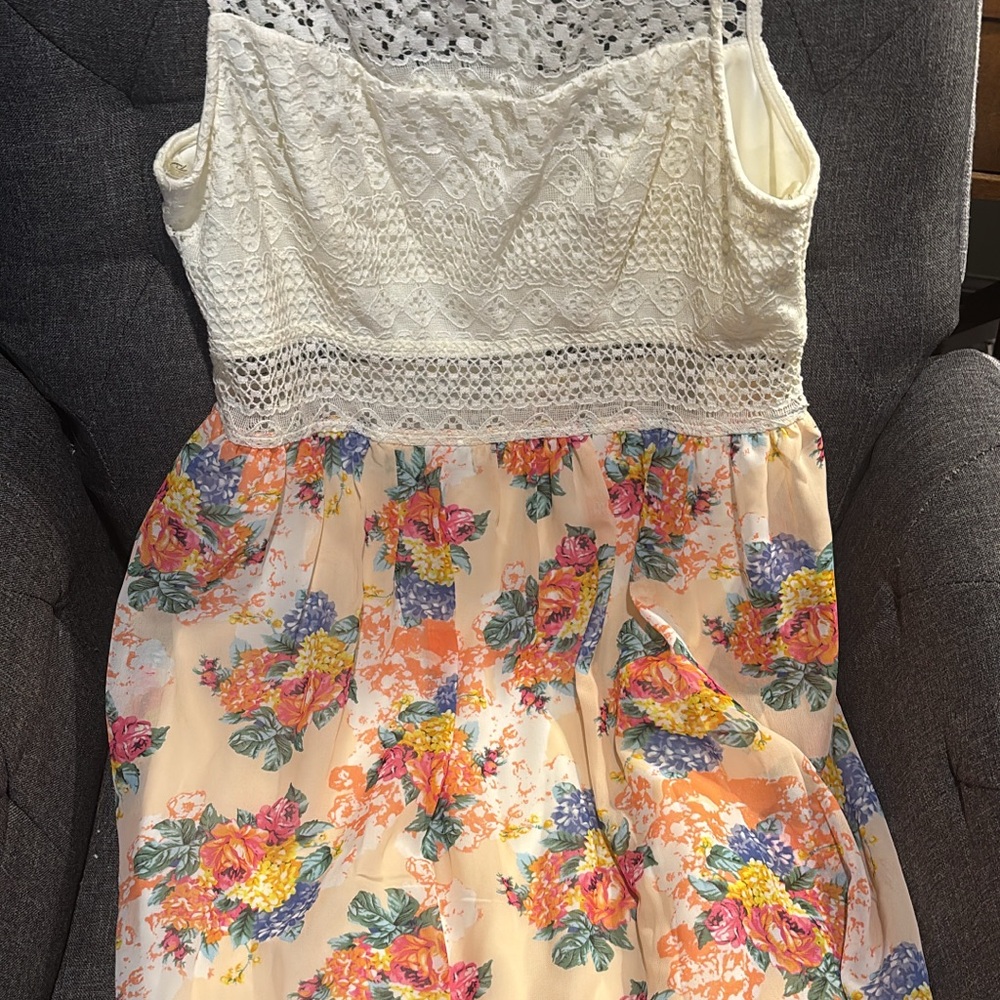 Floral Lace Dress with White Top